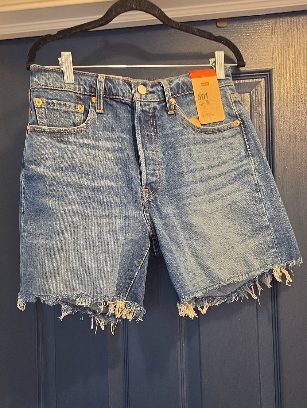 Levi's Women's 28 Distressed Cutoff Denim Shorts in Light Blue